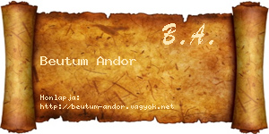 Beutum Andor névjegykártya